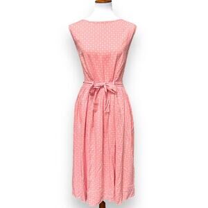 Circus Geo Polka Dot Sleeveless Tie Waist Midi Dress Dusty Pink Womens 14/XL NWT